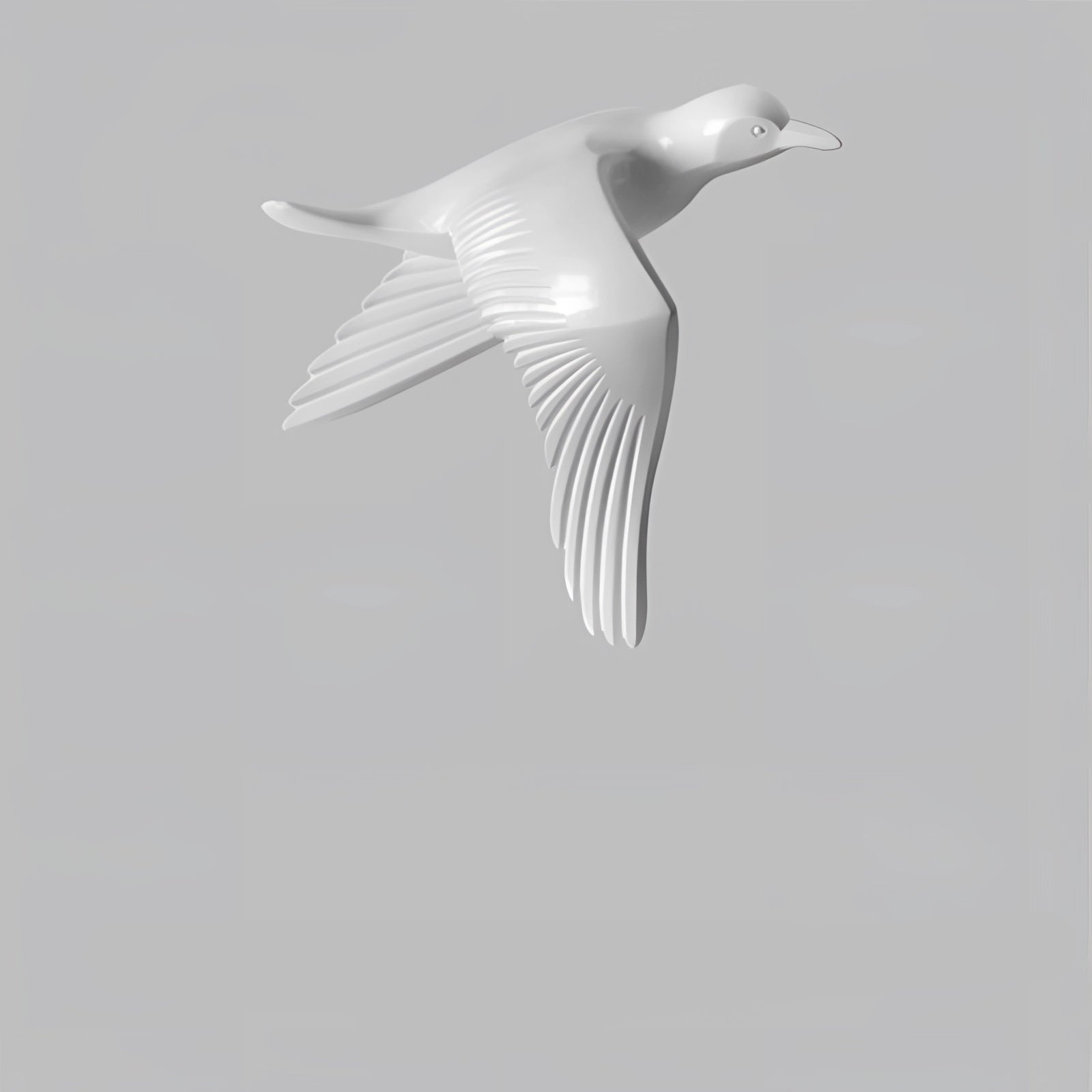 MEELANO 3D Keramisk Fugle Vægkunst - Hvid Flyvende Fugle Skulptur Dekor Hvid B