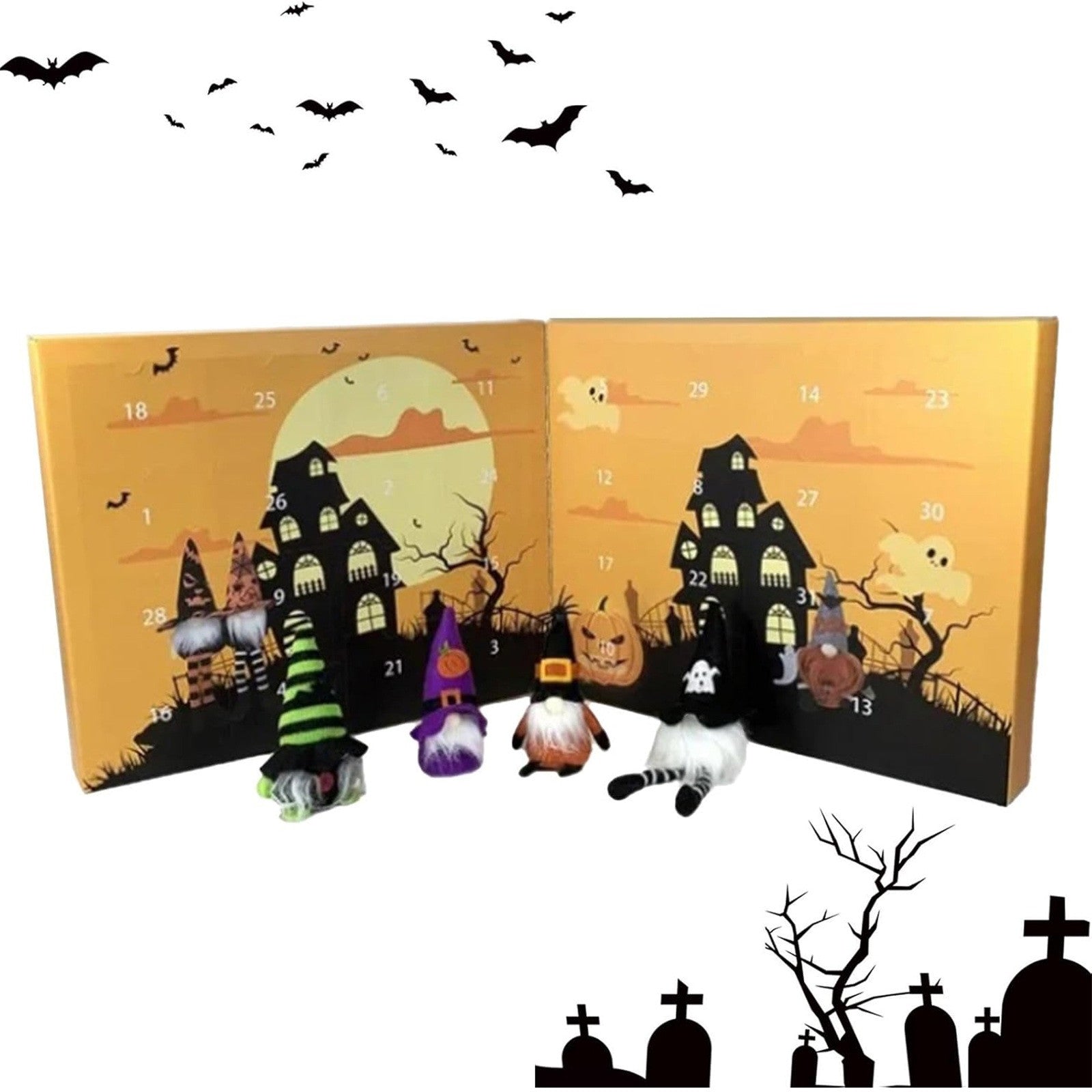 MEELANO Jul og Halloween Gnome-adventskalender 2024 Halloween (NY)