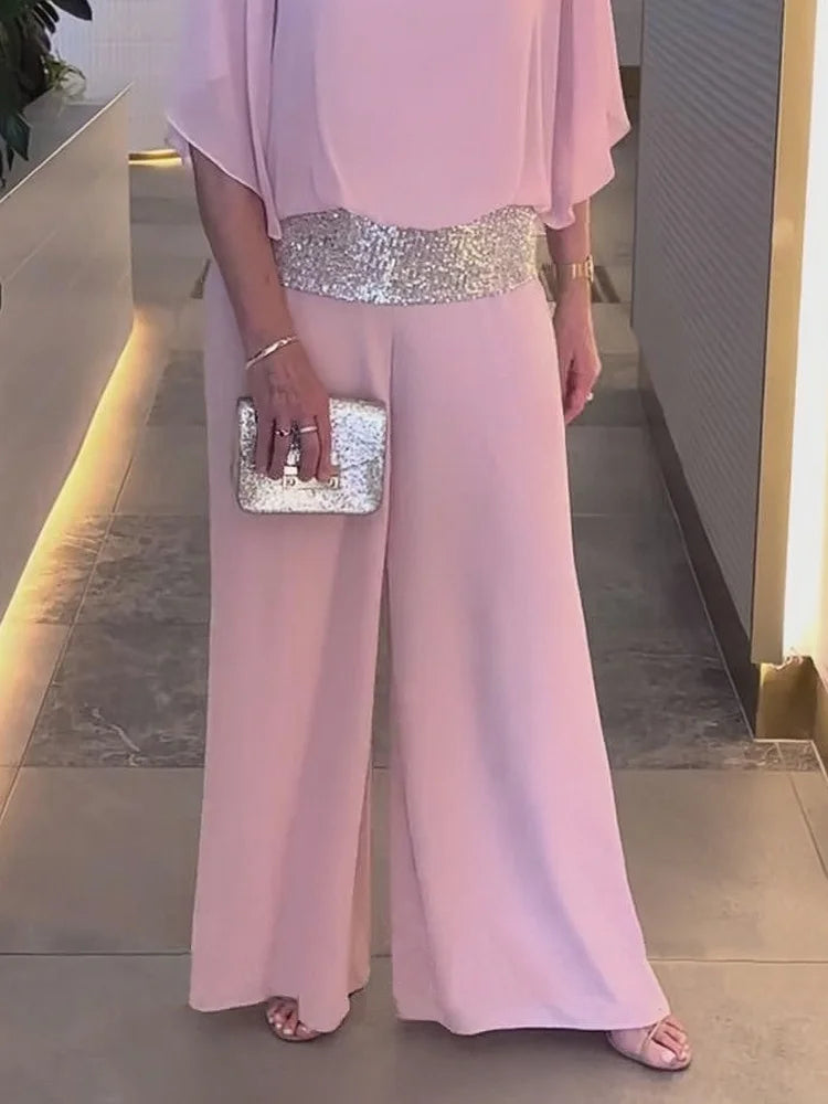 MEELANO Skinnende Paliet Jumpsuit Til Fest Med Glimmer Og Komfort