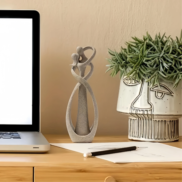 MEELANO Abstrakt Billede 30 cm Høj i Hvid Polyresin – Tidløs Elegance