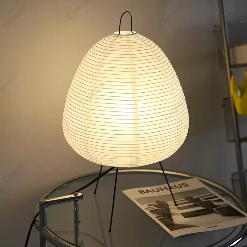 Bordlampe i Rispapir med Japansk Minimalisme – 28 cm Diameter 1