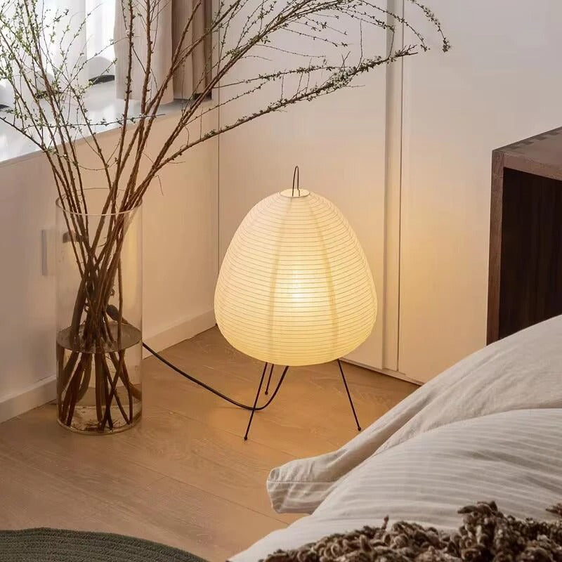 Bordlampe i Rispapir med Japansk Minimalisme – 28 cm Diameter 2