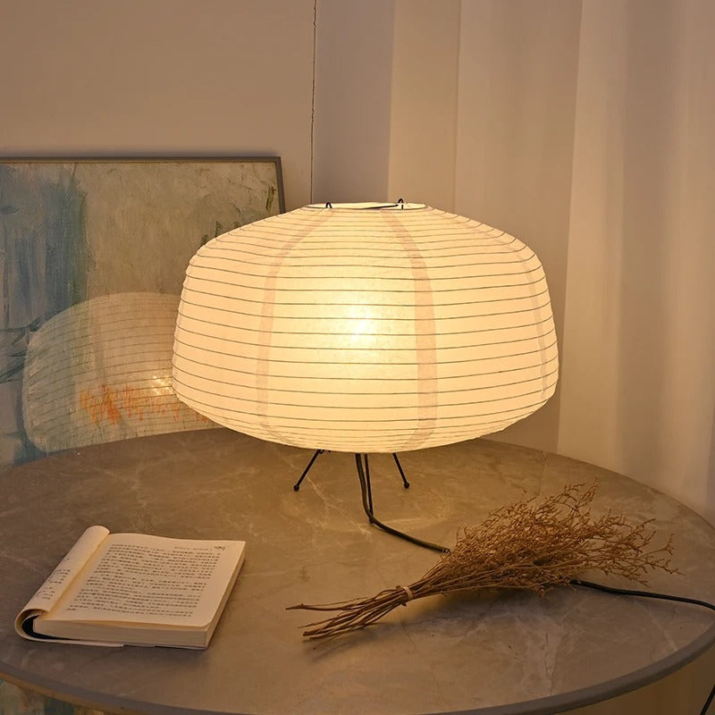 Japandi Bordlampe i Rispapir med Blødt Lys – 39 cm Diameter 0