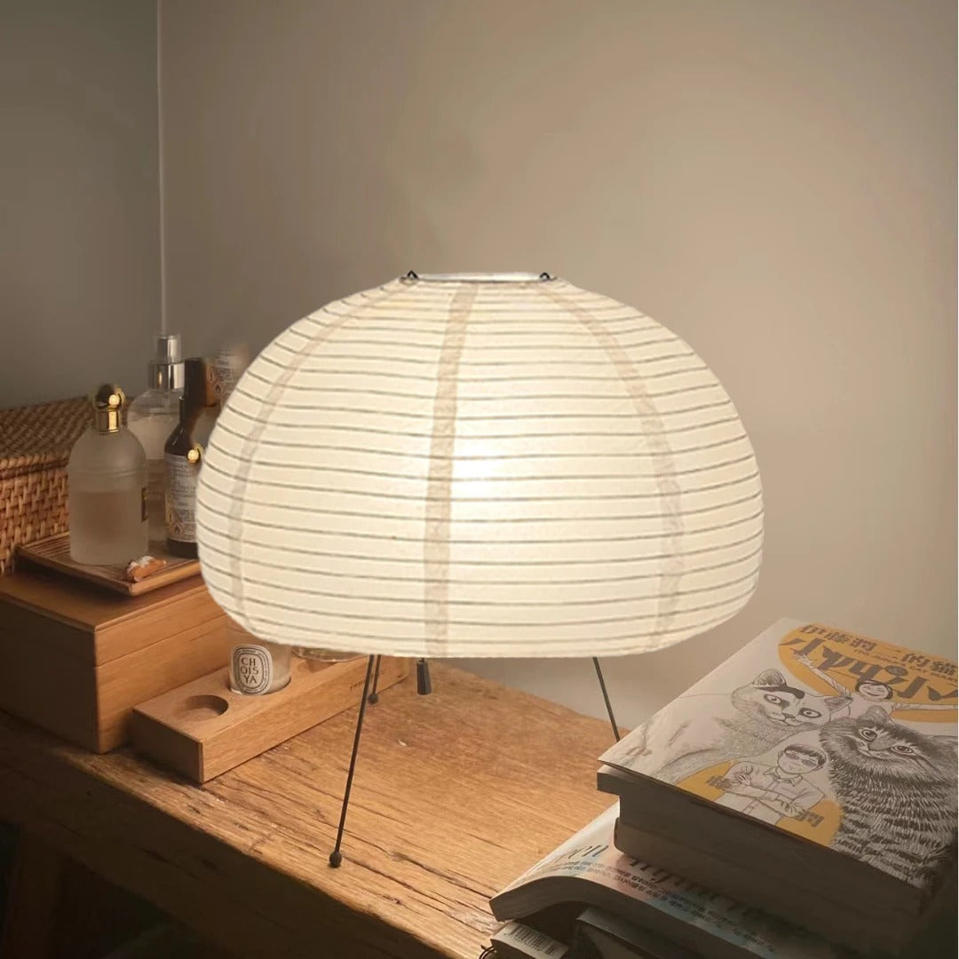 Japandi Bordlampe i Rispapir med Blødt Lys – 39 cm Diameter 1