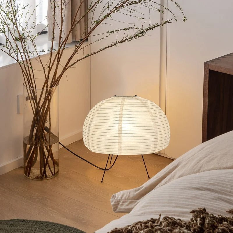 Japandi Bordlampe i Rispapir med Blødt Lys – 39 cm Diameter 2