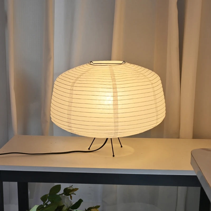 Japandi Bordlampe i Rispapir med Blødt Lys – 39 cm Diameter 5