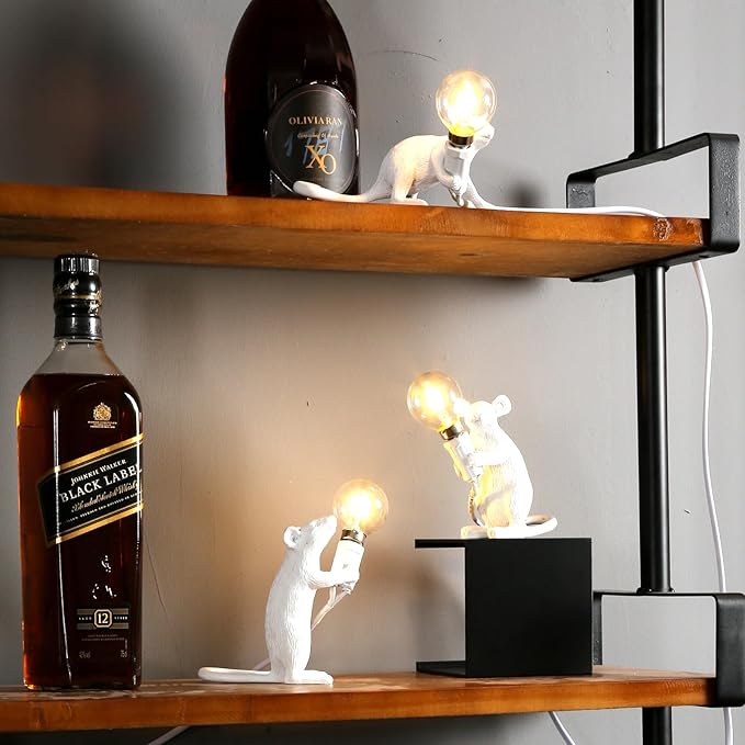 Musse Natbordlampe i Resin med Unik Design og Flere Farver 2