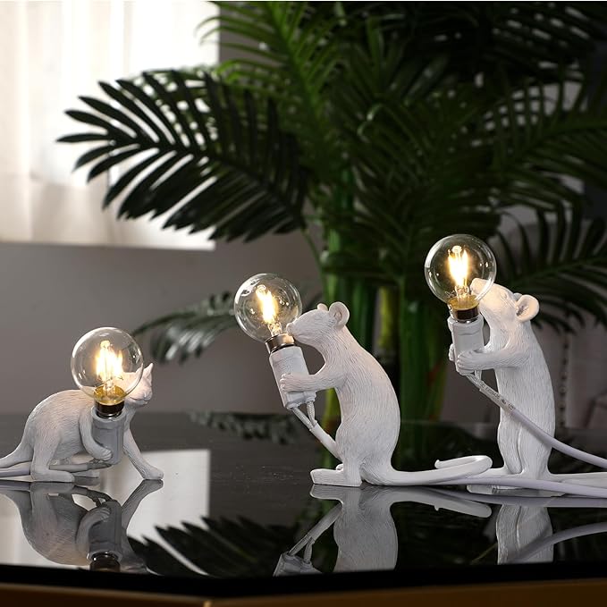 Musse Natbordlampe i Resin med Unik Design og Flere Farver 4