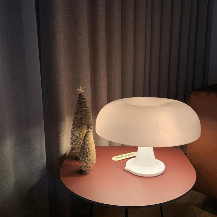Retro Svampeformet Bordlampe – Hvid og Orange, Skrivebordslampe 0