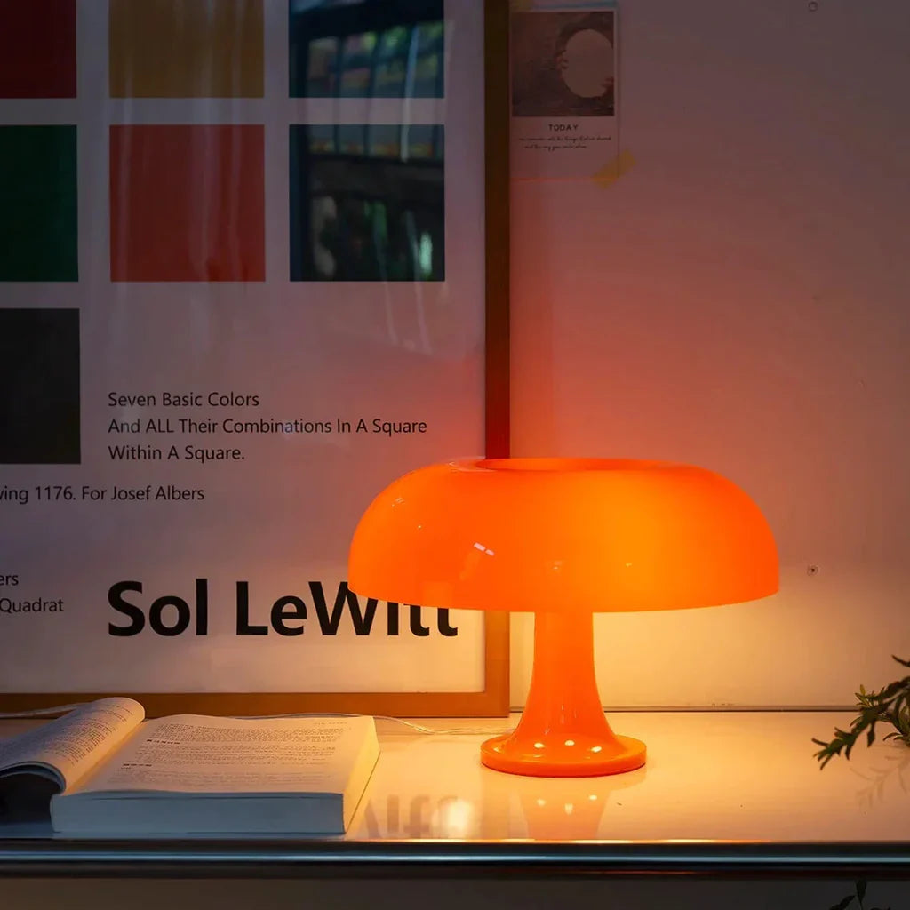 Retro Svampeformet Bordlampe – Hvid og Orange, Skrivebordslampe 1