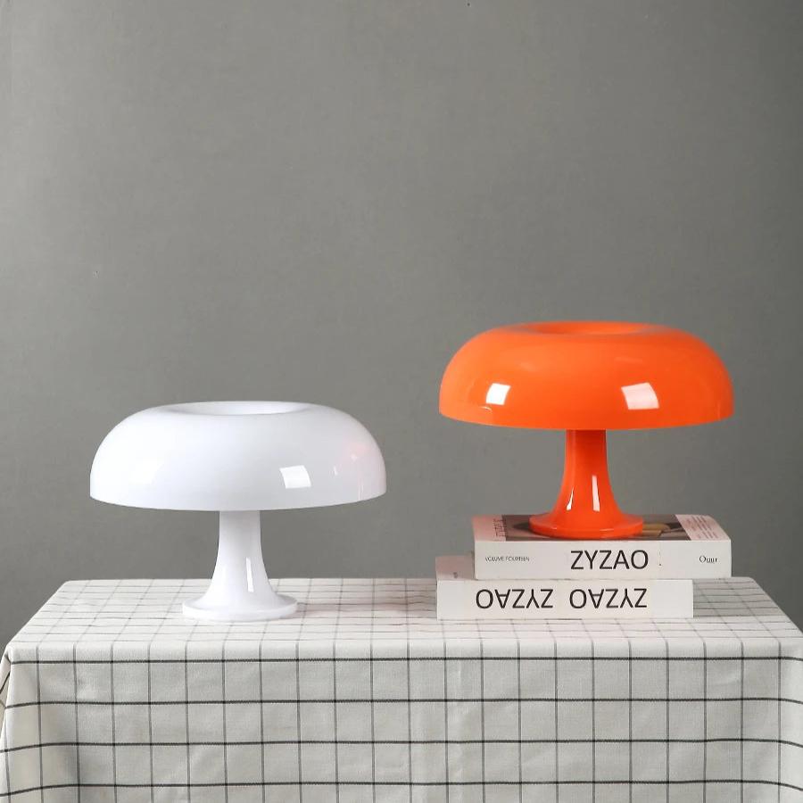 Retro Svampeformet Bordlampe – Hvid og Orange, Skrivebordslampe 2