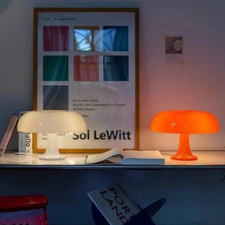 Retro Svampeformet Bordlampe – Hvid og Orange, Skrivebordslampe 3