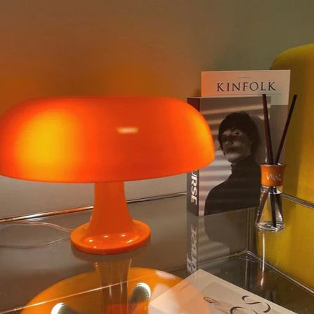 Retro Svampeformet Bordlampe – Hvid og Orange, Skrivebordslampe 4