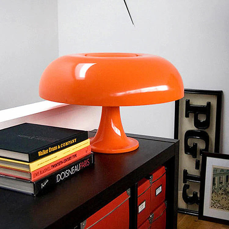 Retro Svampeformet Bordlampe – Hvid og Orange, Skrivebordslampe 5