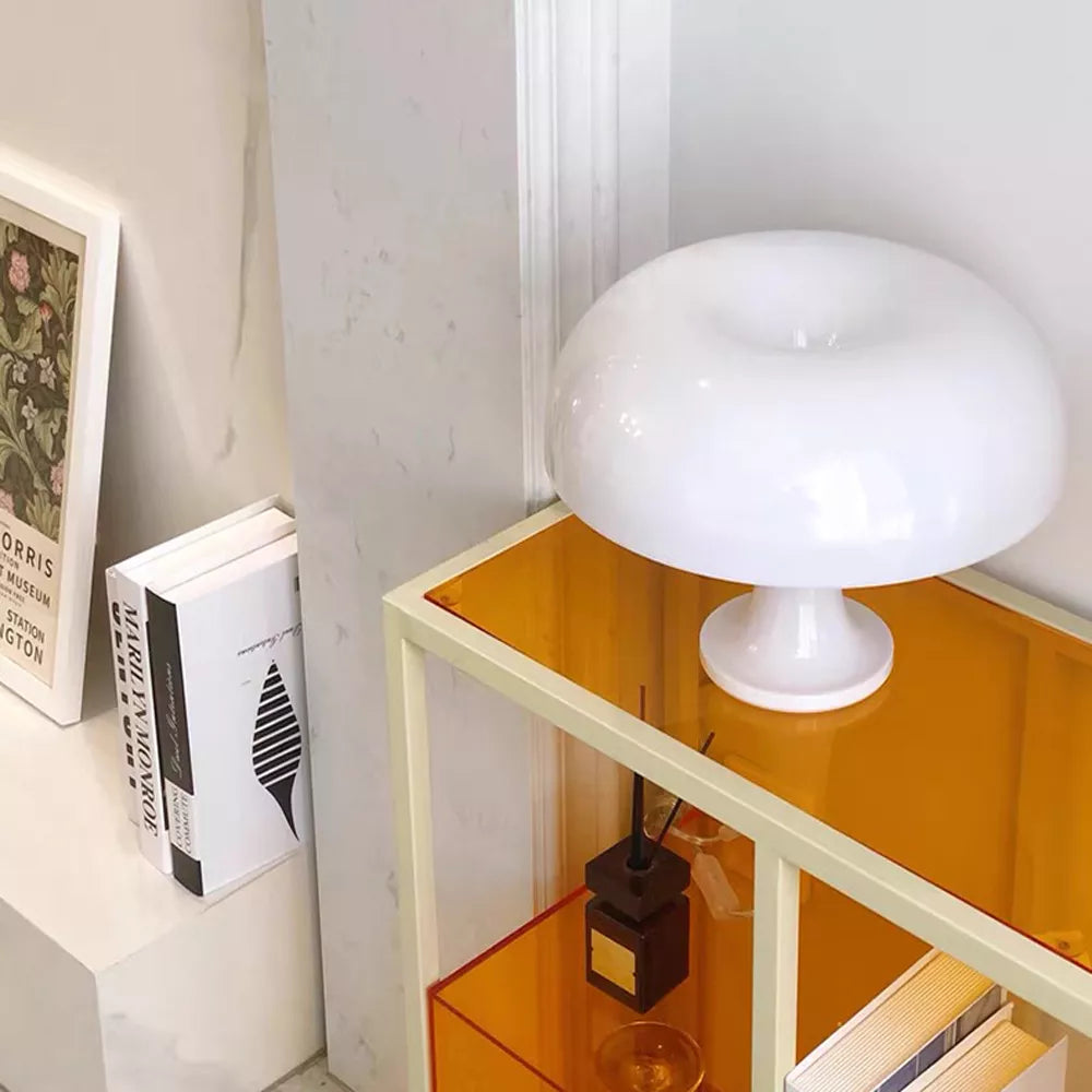 Retro Svampeformet Bordlampe – Hvid og Orange, Skrivebordslampe 6