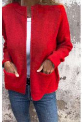 MEELANO Stilfuld Dame Cardigan - Varm og Blød Til Kølige Dage Rød