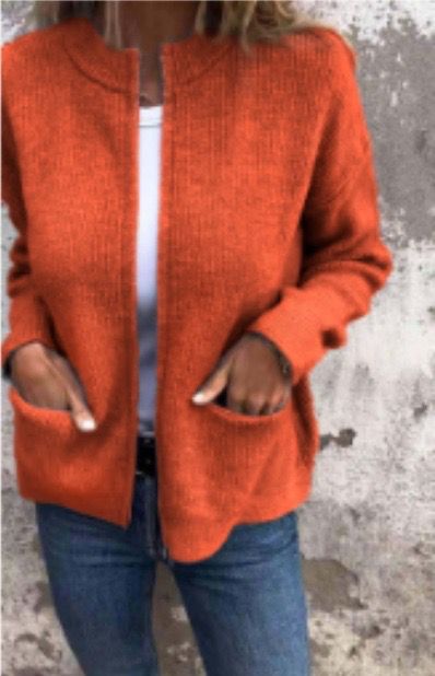 MEELANO Stilfuld Dame Cardigan - Varm og Blød Til Kølige Dage Orange