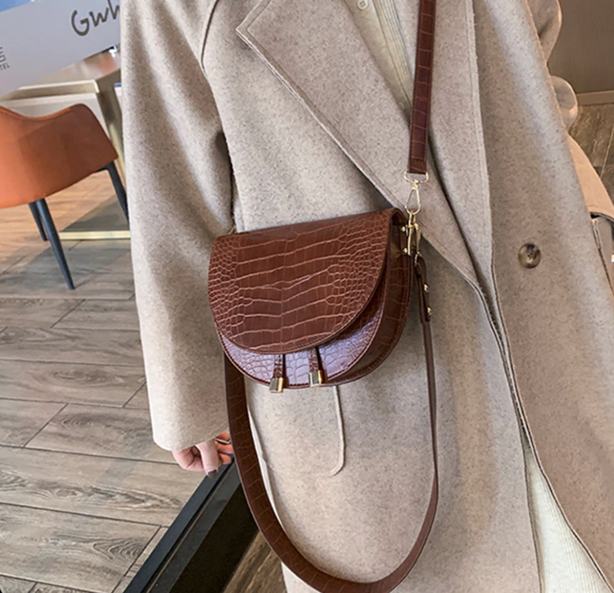 MEELANO Crossbody Taske – Stilfuld Taske i Kunstkrokodillelæder med Krokodilleprint