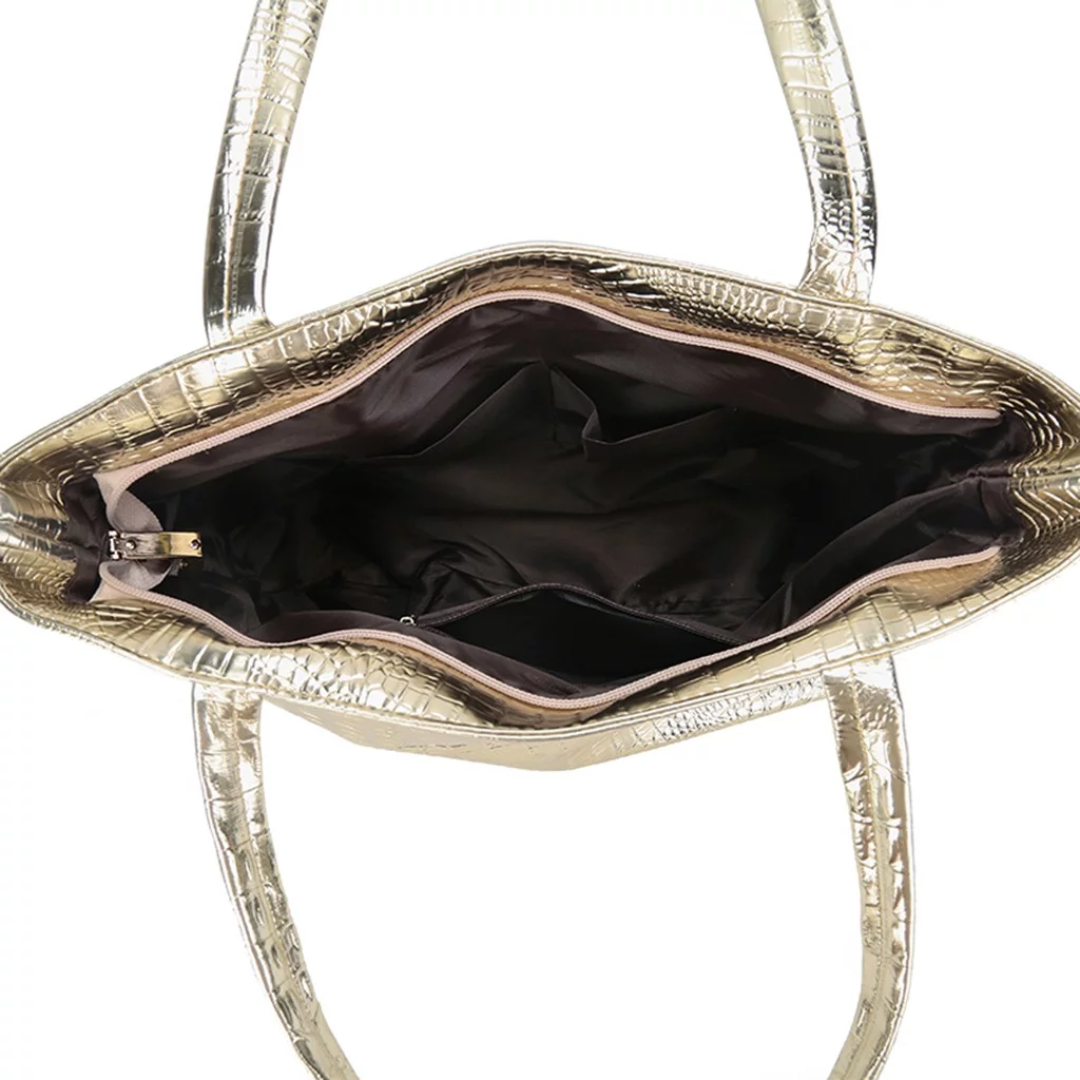 MEELANO Skuldertaske – Elegant Taske med Krokodilleprint og Rummelig Kapacitet