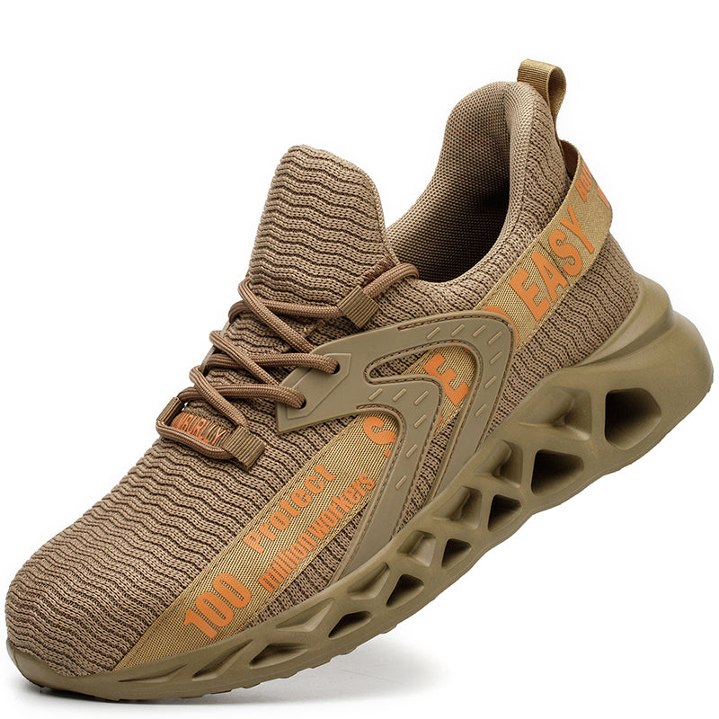 MEELANO Letvægts Sikkerhedssko Til Arbejde Med Åndbar Komfort Brun