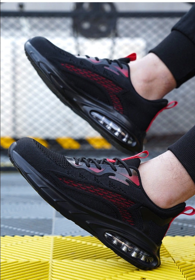 MEELANO Sikkerhedssko Med Ståltå Letvægts Og Åndbar Komfort Rød