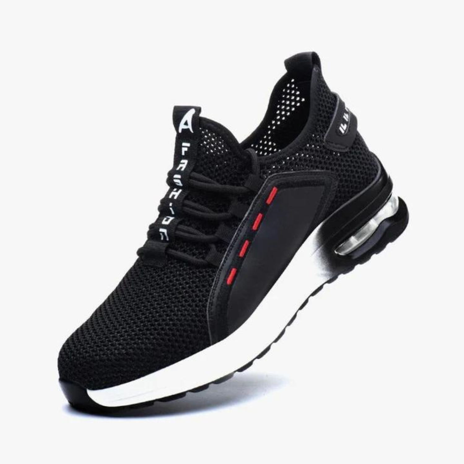 MEELANO Sikkerhedssko Til Mænd Med Tyk Sål Og Holdningsstøtte Sort Hvid