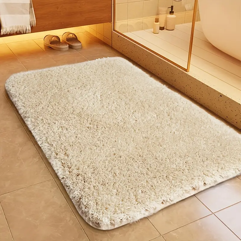 MEELANO AquaComfort – Blød og Skridsikker Bademåtte med Moderne Design og Afrundede Hjørner Beige