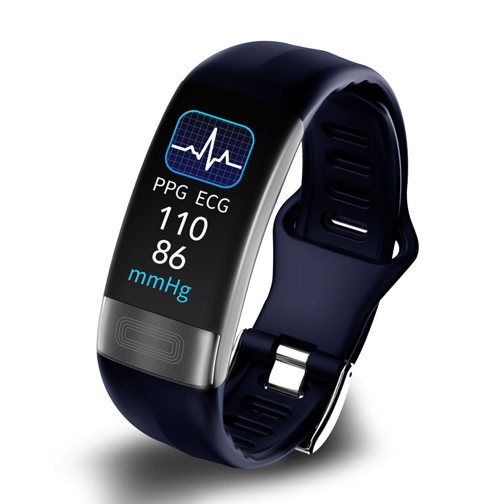 MEELANO Smartwatch Med Pulsmåler Og ECG Sensor Til Hjerteovervågning Blå Silikone