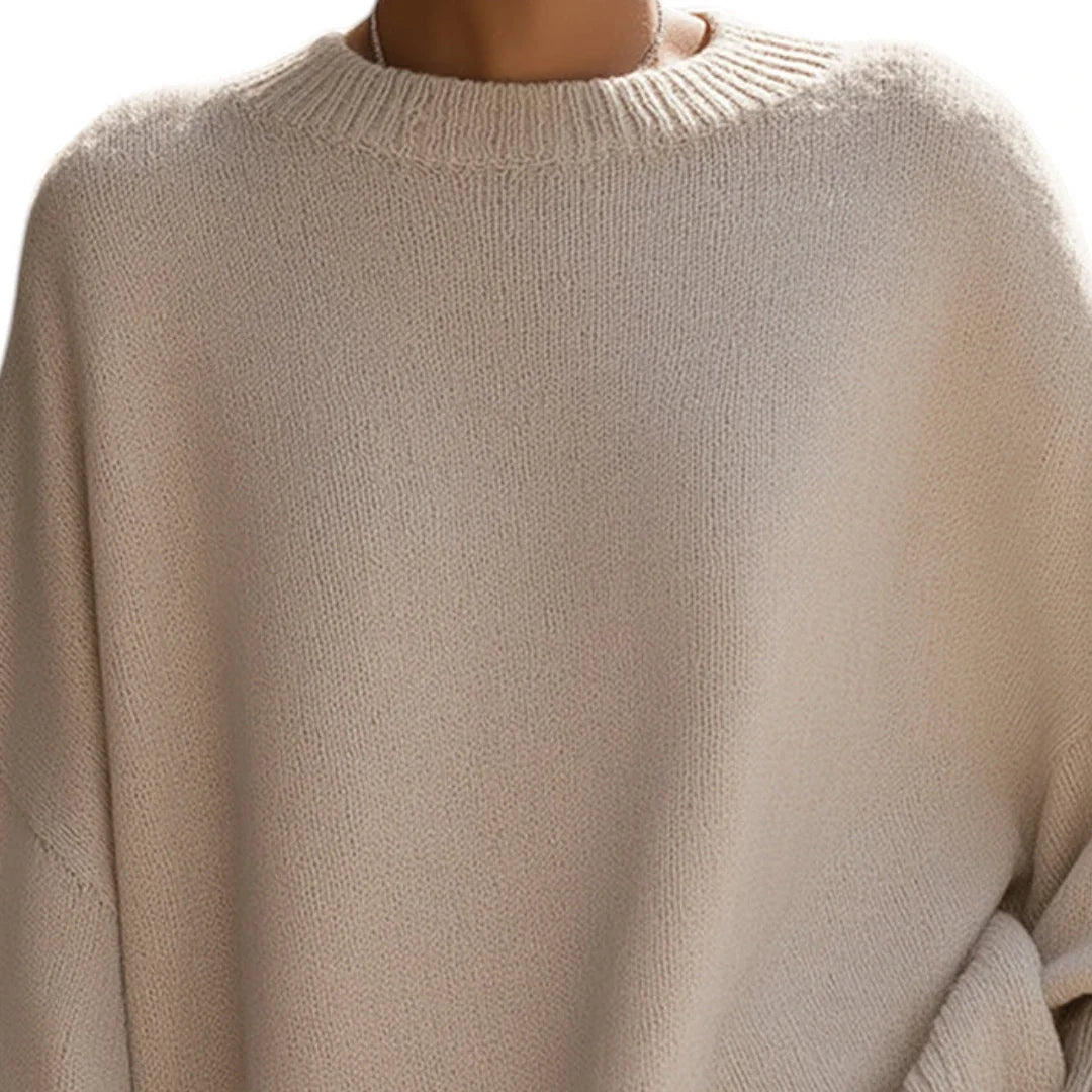 Sephira | Dame Oversize Striktrøje med Ballonærmer - Løstsiddende Pullover med Ribkant
