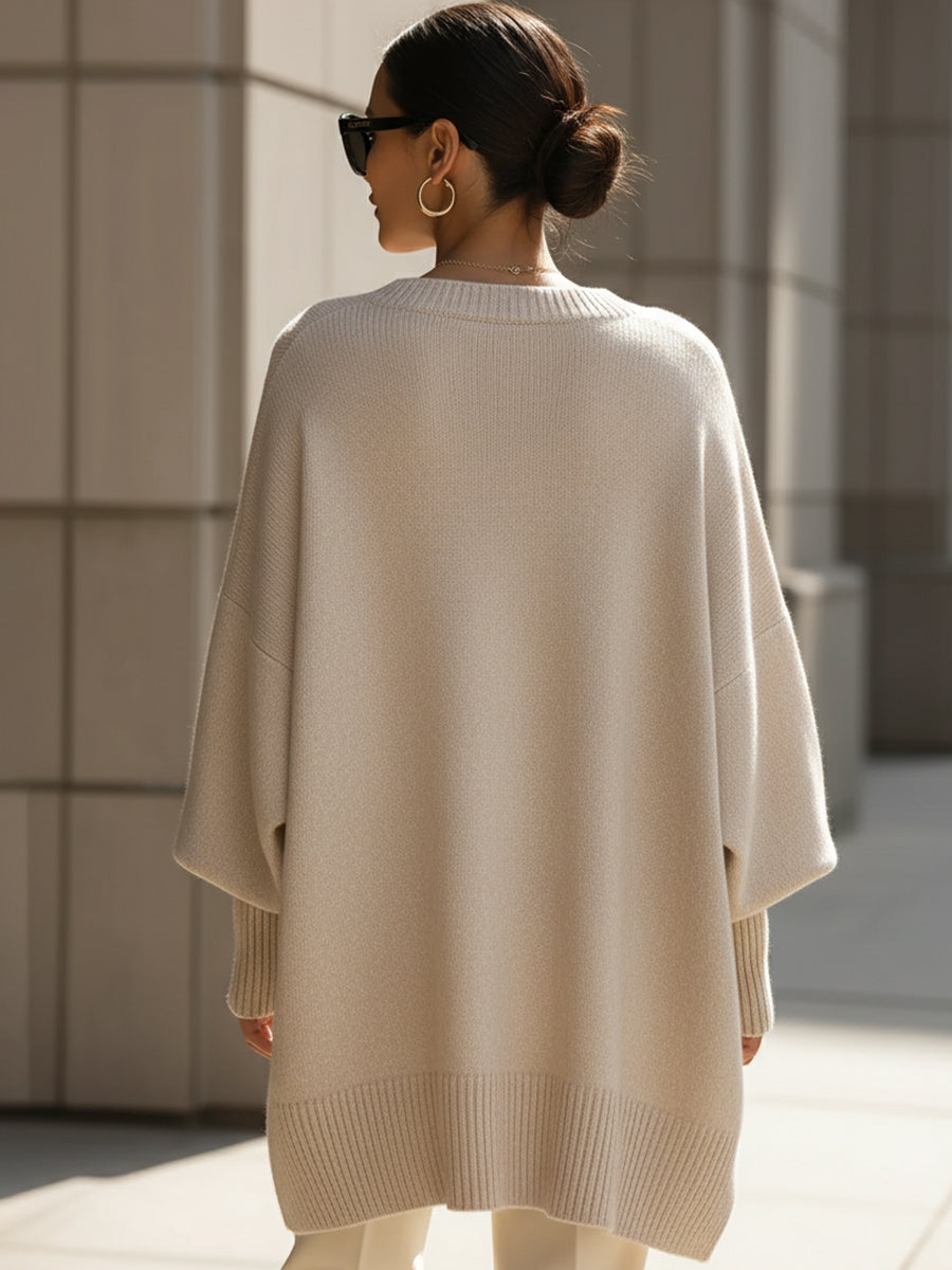 MEELANO Inspire | Dame Oversized Striktrøje - Blød Varm Pullover med Rund Hals