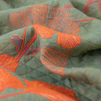 MEELANO Orange Ginkgo Blade Reversible Quilt