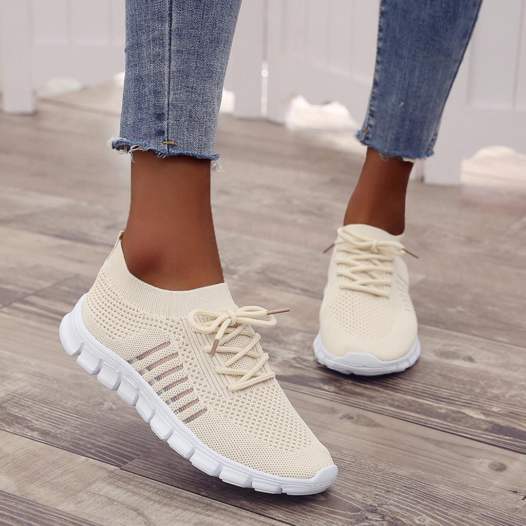 MEELANO Komfort Sneakers Kvinder Læder Grå 38 Til 42 Beige