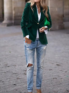 MEELANO Viola | Dame Figursyet Blazerjakke - Elegant Langærmet Blazer & Business Jakke