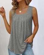 MEELANO Tank Top Med Firkantet Hals Dame Sommer Komfort Til Daglig Grå