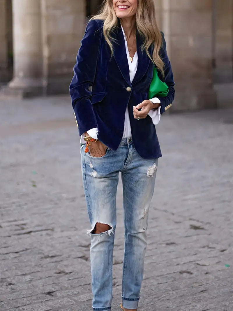 MEELANO Viola | Dame Figursyet Blazerjakke - Elegant Langærmet Blazer & Business Jakke