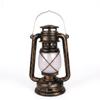 MEELANO Retro Camping Lanterne - Genopladelig Vintage LED Flamme Teltlampe Bronzeskal