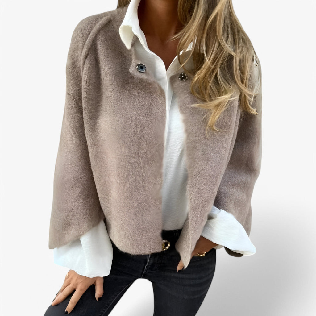 MEELANO Bersh | Dame Finstrikket Jakke med Knapper - Elegant Blød Cardigan Overgangsjakke Blå