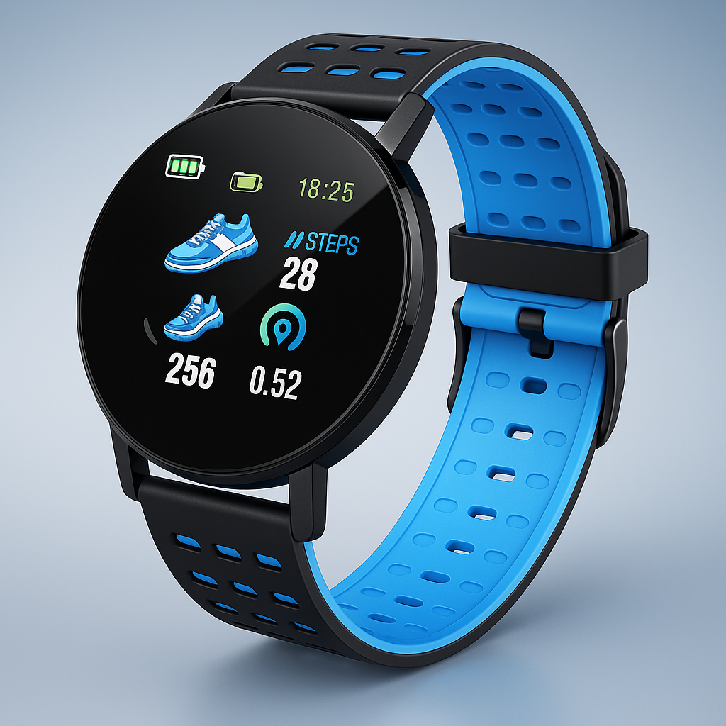 MEELANO Vandtæt Smartwatch Med Fitness Og Søvn Tracking Til Daglig Blå Sort One Size