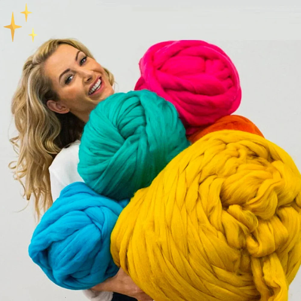 DIY Chunky XL Uldgarn 1000g – Tykt Garn til Armstrikning, Strik Dit Eget Bløde Tæppe & Pude – LuxeWool