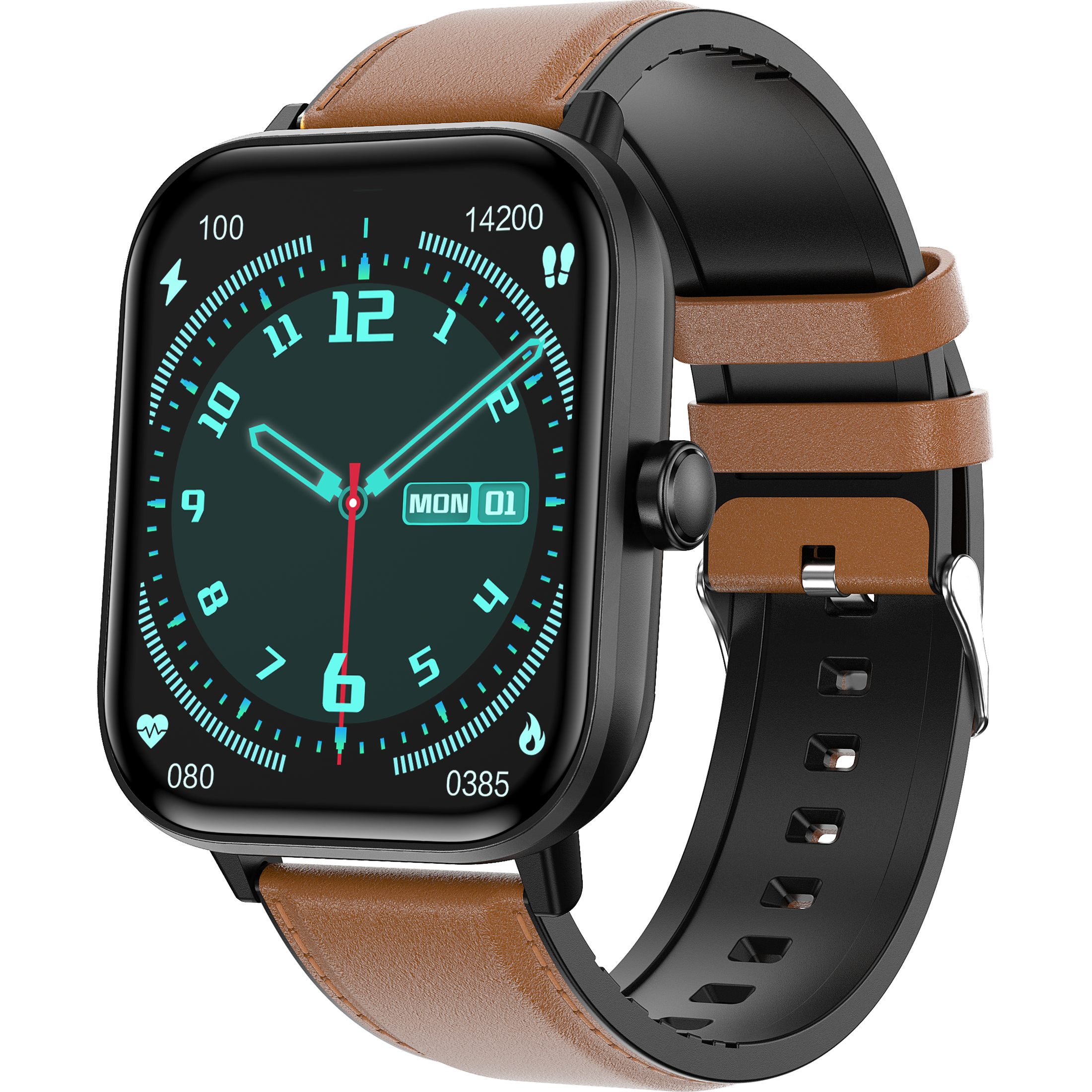 MEELANO Smartwatch Med Glukoseovervågning Og Sundhedsovervågning Brun Rem