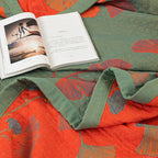 MEELANO Orange Ginkgo Blade Reversible Quilt