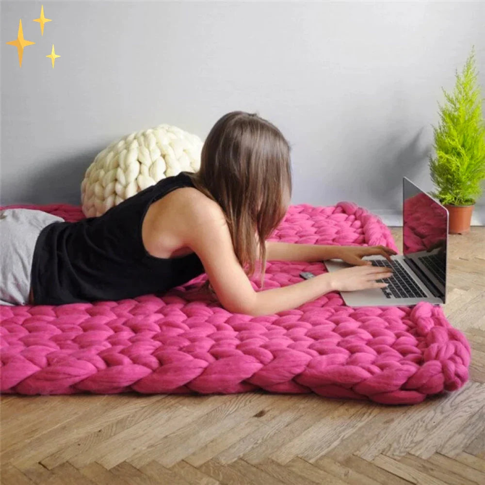 DIY Chunky XL Uldgarn 1000g – Tykt Garn til Armstrikning, Strik Dit Eget Bløde Tæppe & Pude – LuxeWool