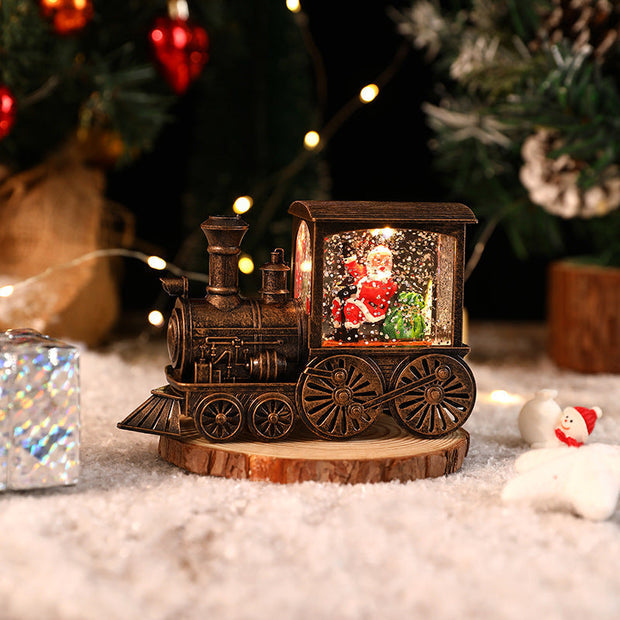 MEELANO Juletog med Spilledåse – Retro Julepynt Tog med Julemanden, 8 Julesange & Timer – JingleTracks Bronzefarvet - Julemanden