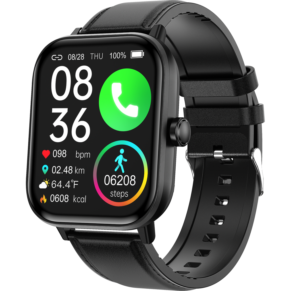 MEELANO Smartwatch Med Glukoseovervågning Og Sundhedsovervågning Sort Rem