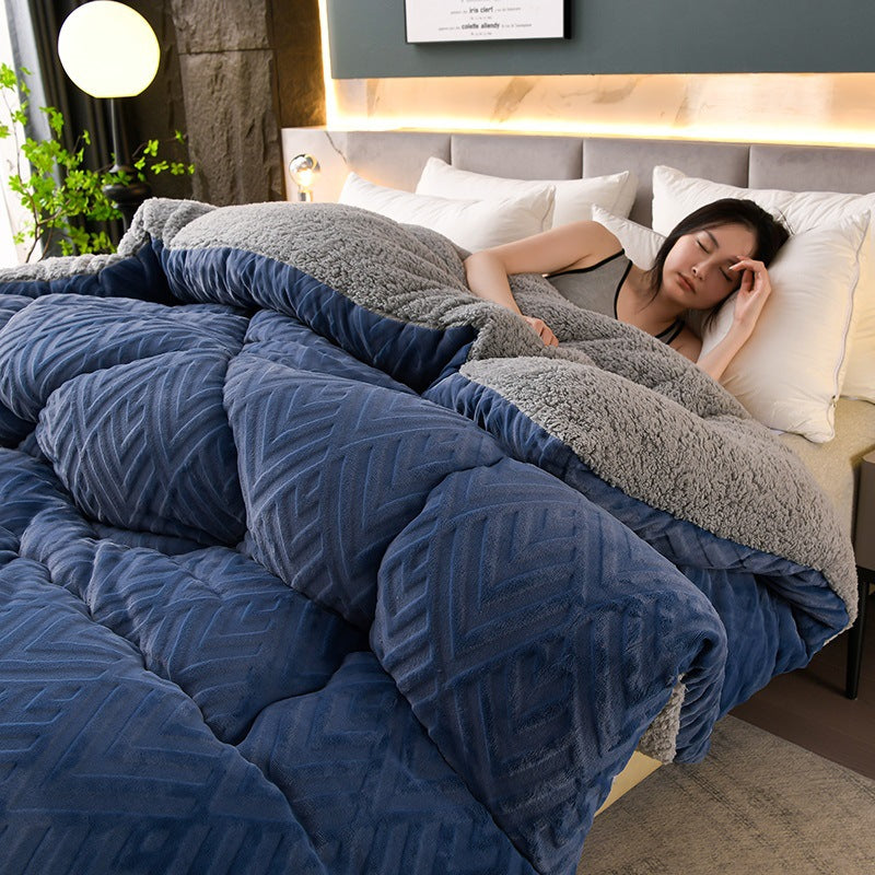 MEELANO Tykt Sherpa Vintertæppe med Quilt Kerne