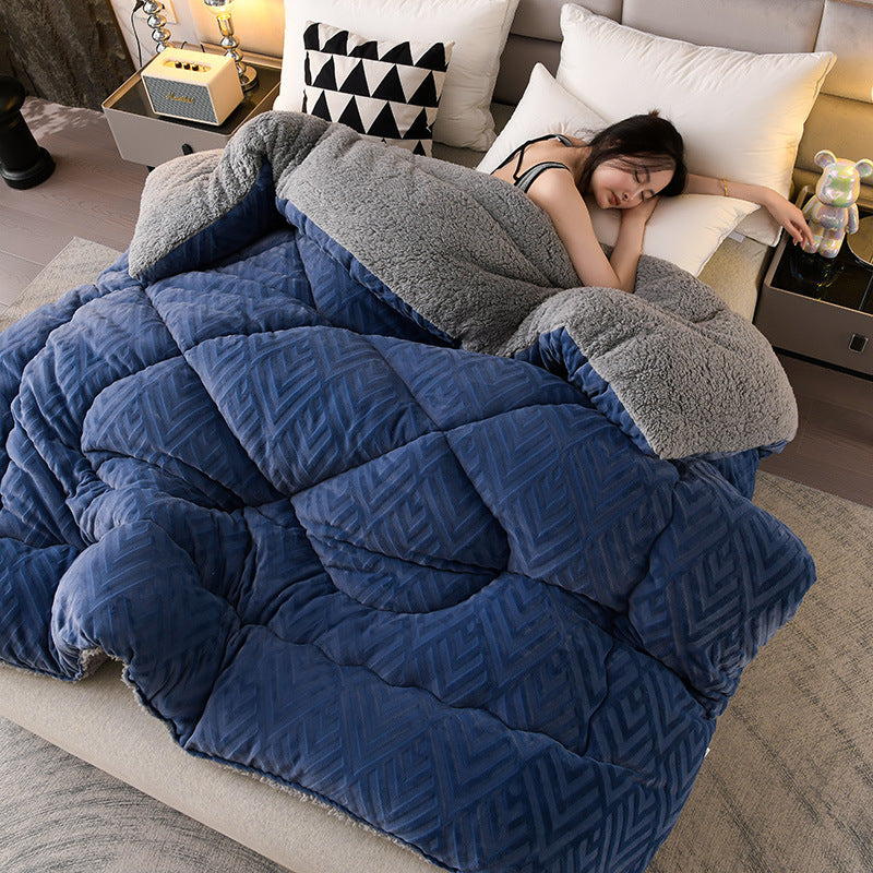 MEELANO Tykt Sherpa Vintertæppe med Quilt Kerne