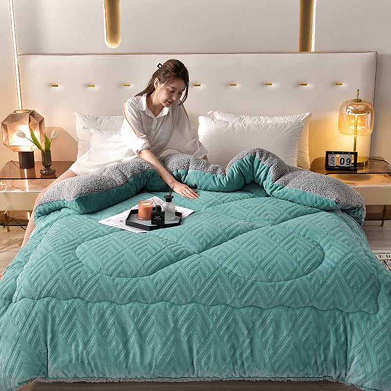 MEELANO Tykt Sherpa Vintertæppe med Quilt Kerne