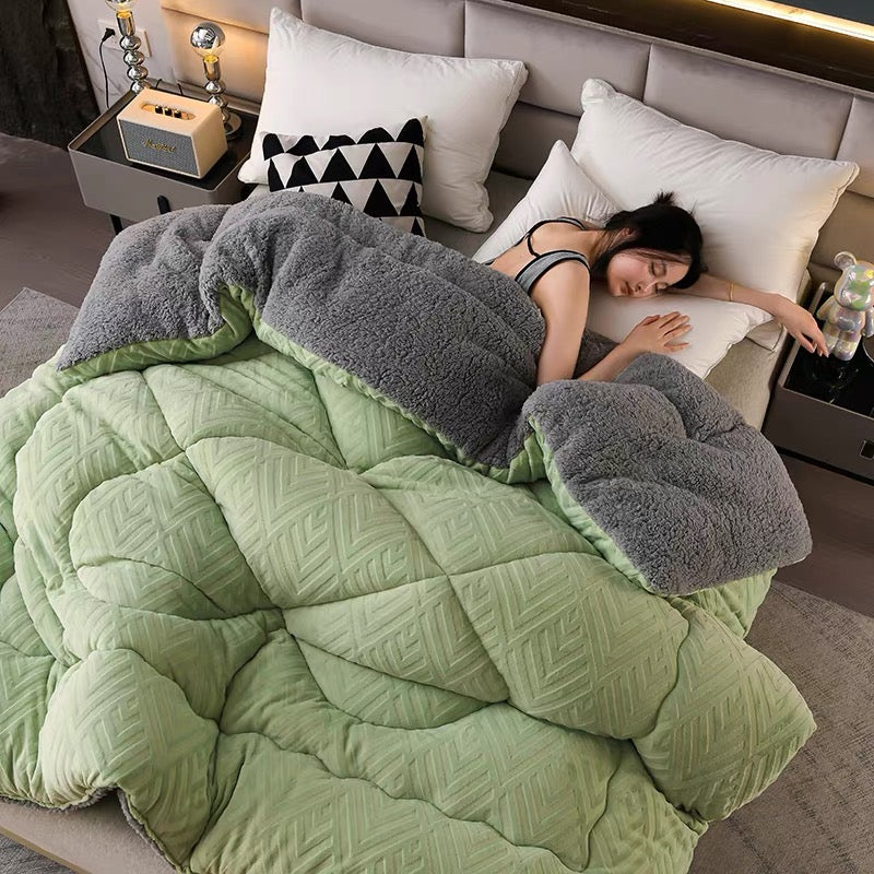 MEELANO Tykt Sherpa Vintertæppe med Quilt Kerne
