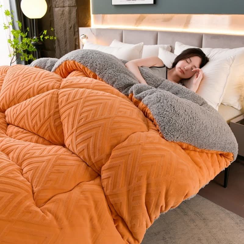 MEELANO Tykt Sherpa Vintertæppe med Quilt Kerne