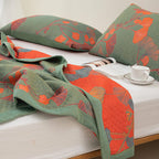 MEELANO Orange Ginkgo Blade Reversible Quilt